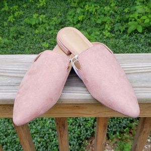 Light pink suede flats